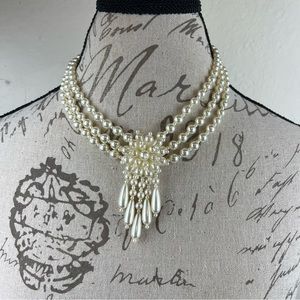 Gorgeous Bridal/special occasion necklace/multi-strand pearl drop chocker